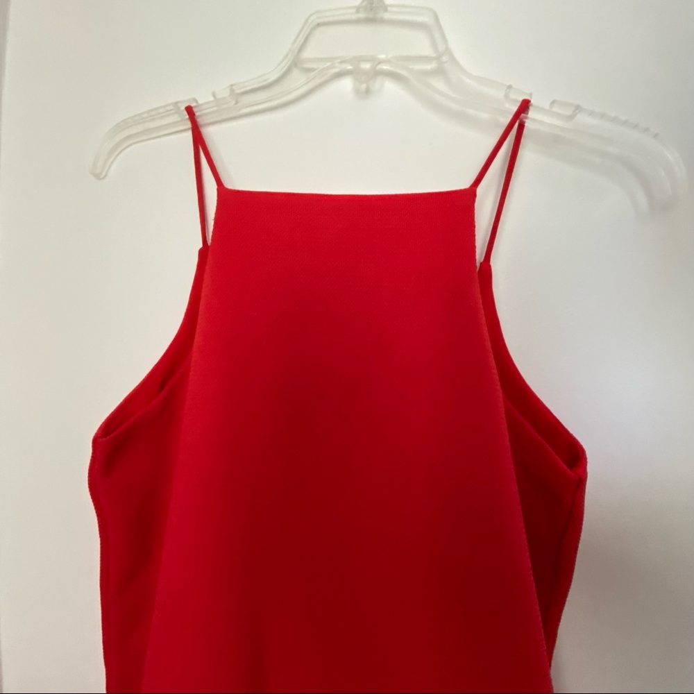 Zara Red Ruffle Hem Mini Dress - Picture 6 of 11